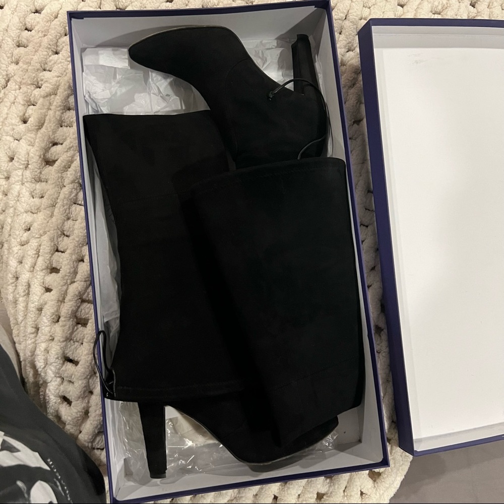 Stuart Weitzman Black Over-the-Knee Suede Boots - Picture 3 of 8